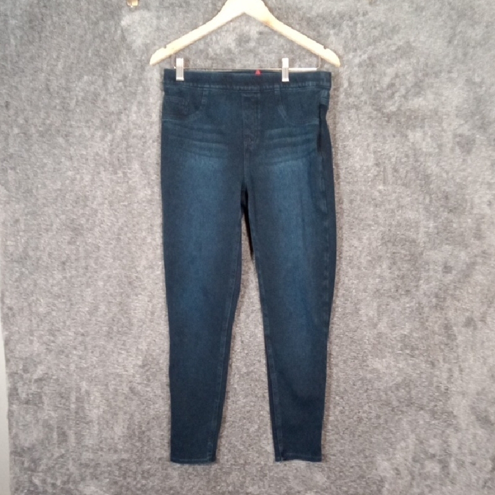 SPANX Blue Skinny Jeans High-Waisted Stretch Tummy Control Womens Size Large